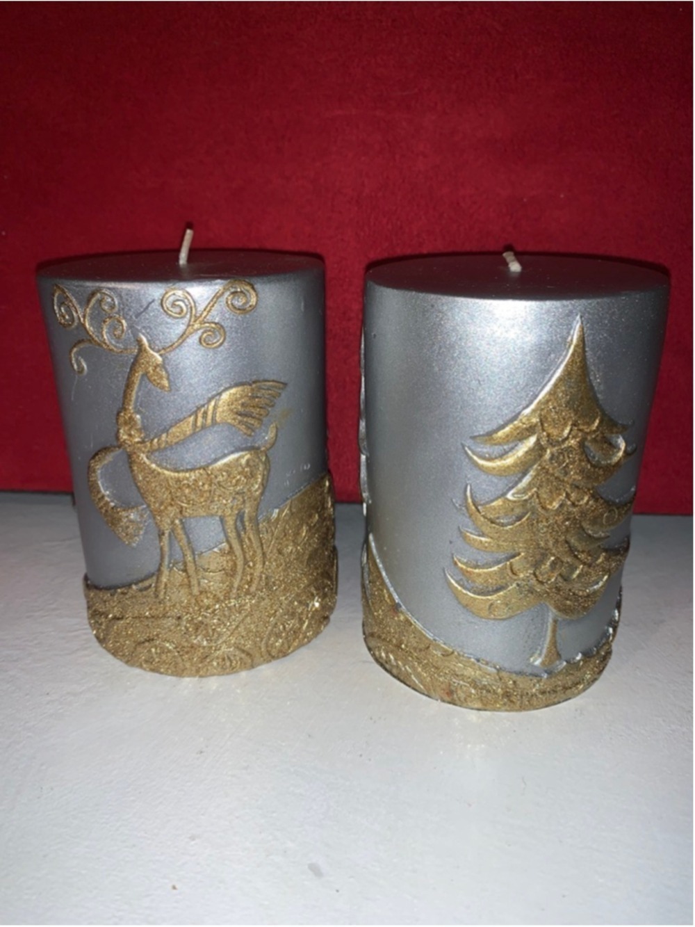 Two Pier 1 Imports Candles One Size Silver Gold Christmas Set